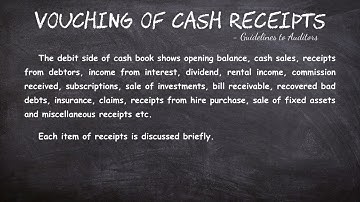 Vouching of Cash Receipts - General Guidelines to Auditors
