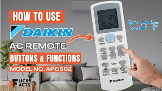 How To Use Daikin Ac Remote On & Functions Ac Remote Control Guide Model No. Apgs02