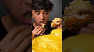 ASMR Eating EXTRA CHEESE SAUCE on BURGERS from McDonalds
