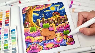Color With Me (ASMR) | Cozy Corner Coco Wyo Coloring Book | Using Ohuhu Markers