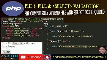 file required validation in php | file compulsory upload valiadtion in php | select box validation