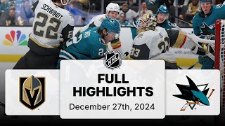 Nhl Highlights Den Knights Vs. Sharks December 27, 2024