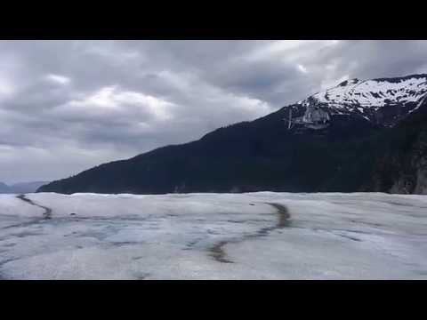 Mendenhall Glacier - helicopter leaving glacier