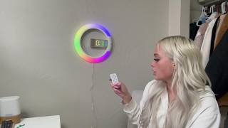 AGEK Large Digital Wall Clock - 12 Inch Round LED Wall Clock with Remote Control - RGB