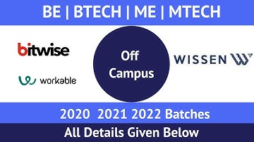 Bitwise | workable | WISSEN | Off Campus | Apply Now