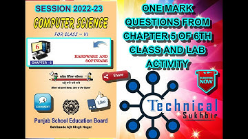 6TH || COMPUTER SCIENCE || ENGLISH MEDIUM || PSEB CHAPTER 6 || 2022-23 || ONE MARKS QUESTIONS ||