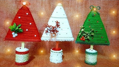 IDEIA INCRÍVEL DE DECORAÇÃO PARA O NATAL/ MINI ÁRVORE COM PAPELÃO E LÃ