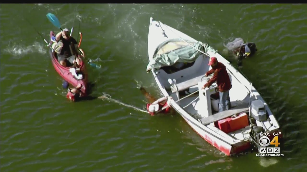 Multiple people rescued after boat overturns in Nahant - YouTube