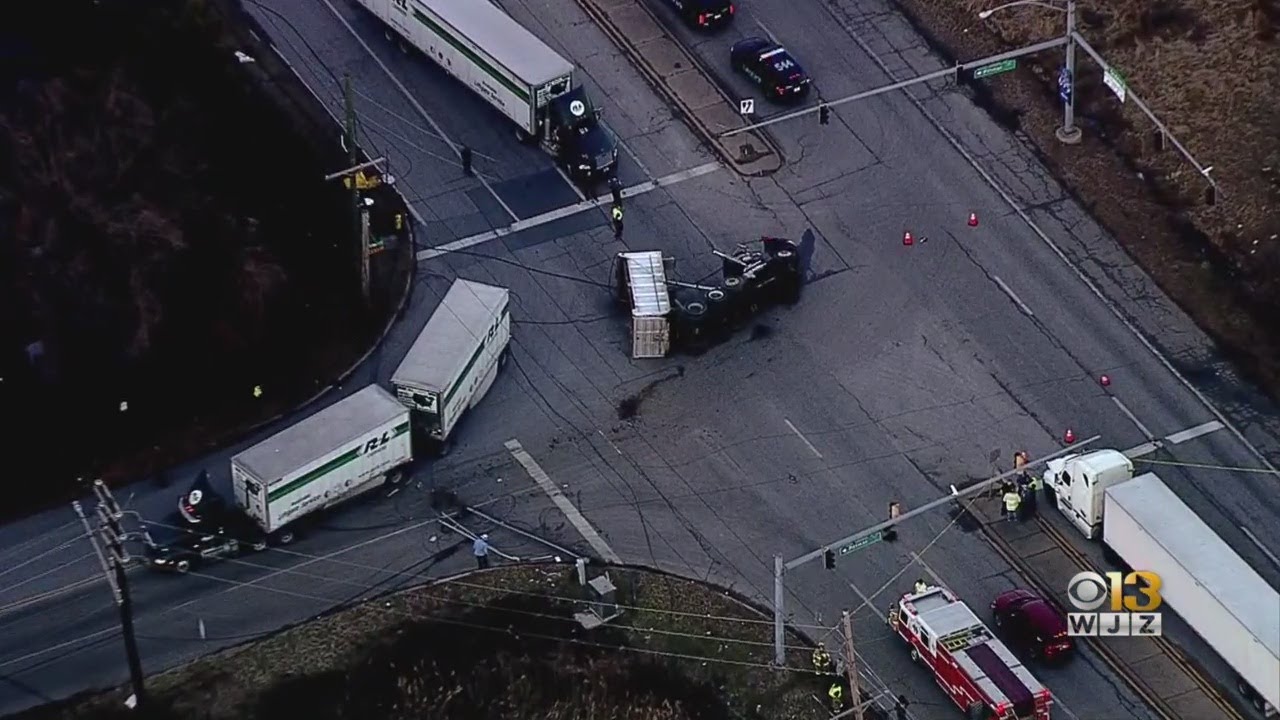 Dump Truck Takes Down Power Lines On Fort Smallwood Rd - YouTube