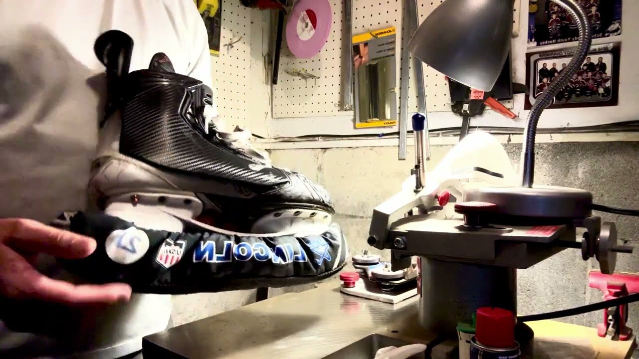 Episode-33 Sharpening a Fly-Ti blade on a Bauer Hyperlite 2 hockey skate