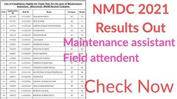 NMDC result nmdc maintenance assistant results | nmdc kirandul & bacheli complex result