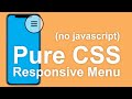 Responsive pure css menu tutorial no javascript