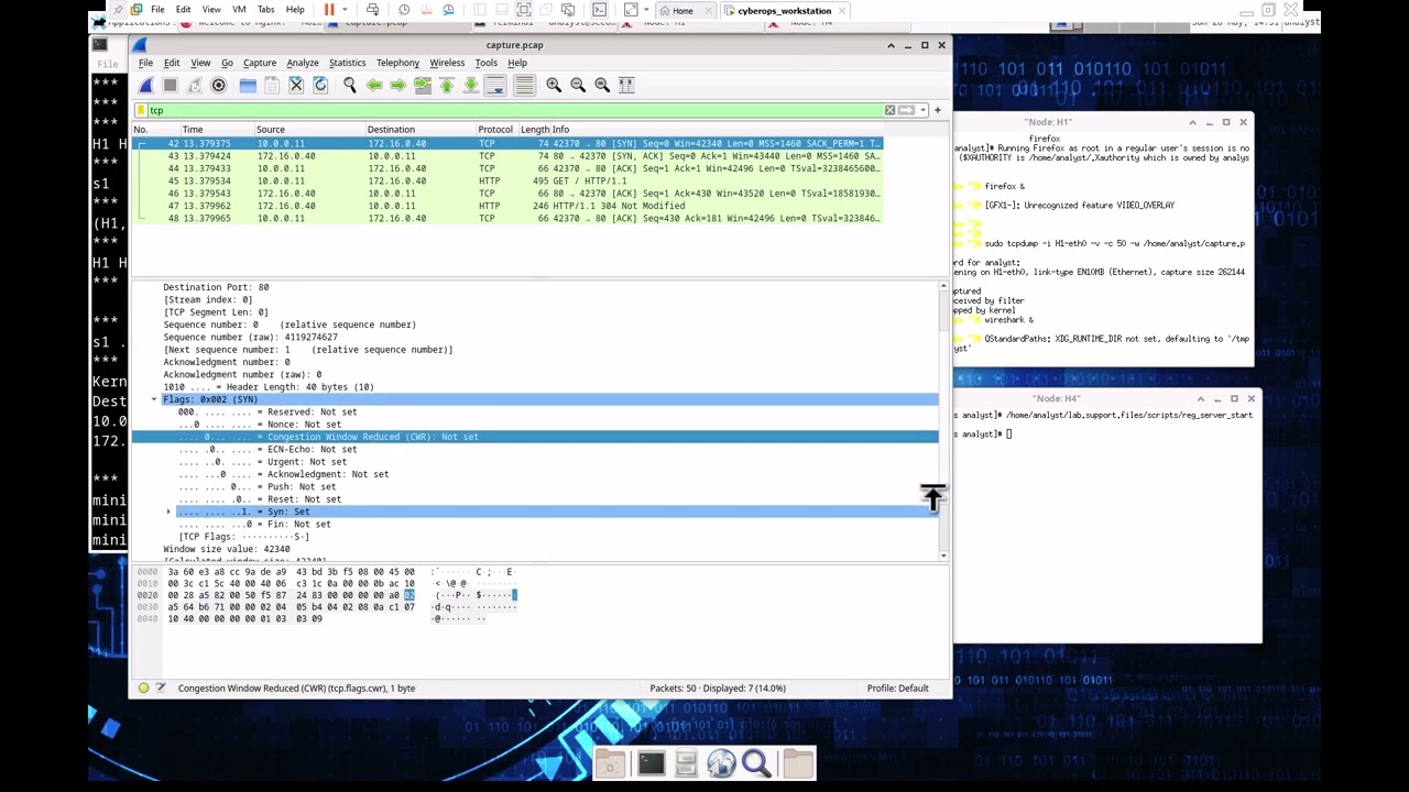 Cisco - CyberOps Associate - 9.2.6 Lab - Using Wireshark to Observe the TCP 3-Way Handshake