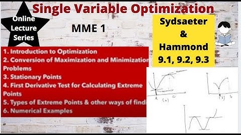 Single variable Optimization| Finding Extreme Points| Sydsaeter & Hammond 9.1, 9.2, 9.3