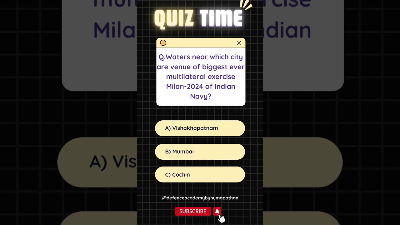 Indian Navy⛴️Biggest Ever Multilateral Exercise Milan-2024🫱🏻‍🫲🏼🇮🇳 Quiz Of The Day|Day24| 