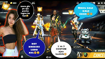 Random HOT Girl Call me noob and I challenge for room 1v3 Garena Free fire | noob prank