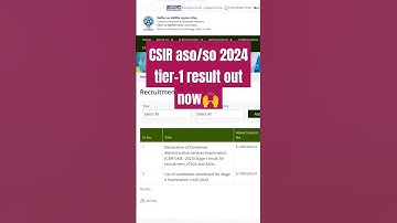 CSIR aso/so 2024 tier-1 result out now🙌