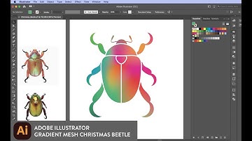 Adobe Illustrator tutorial - gradient mesh tool and clipping mask Christmas beetle illustration icon