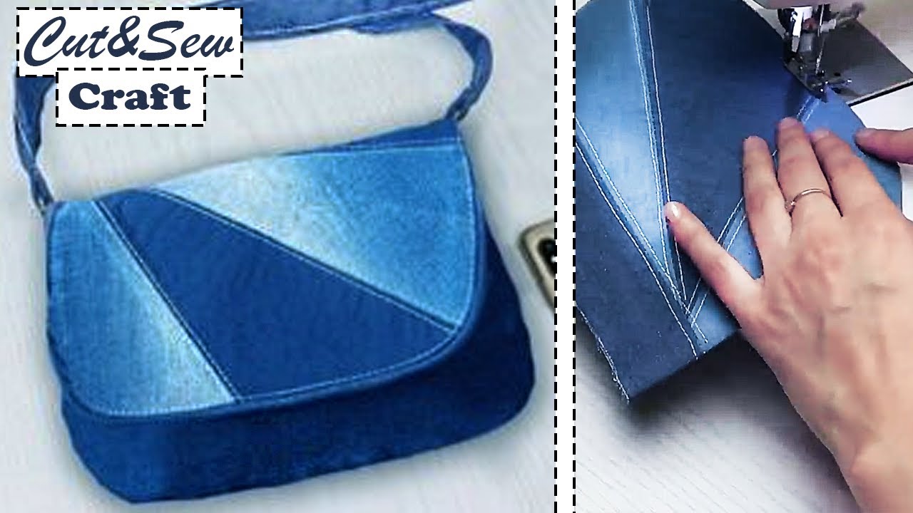 DIY ELEGANT PURSE BAG FROM OLD JEANS TUTORIAL Cut & Sew Method to Sew ...