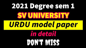 SV university 2021 deg sem 1 URDU Question paper pattern and model paper VSK