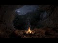 A Cozy Cave Ambience | Relaxing Campfire &amp; Gentle Breeze | Calming Ambience | Fall Asleep Fast | 4K