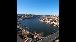 Scenic spot above Dom Luís I Bridge and River Douro in Porto, Portugal