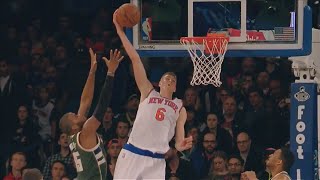 Kristaps Porzingis Reverse Putback Dunk Bucks Vs Knicks January 10, 2016 Nba 2015-16 Season
