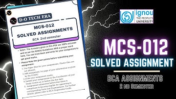 MCS-012 Solved Assignment 2024 (January) |IGNOU BCA 2nd Semester assignment| #ignou #bca #assignment