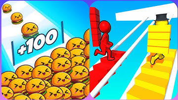 Bridge Race 3D Vs Food Run 3D💚💙❣❣💙💚Satisfying Big Levels Android iOS Gameplay New  Max levels