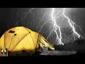 Rain on tent and thunderstorm sounds with heavy thunder rumble and lightning for sleeping relaxing