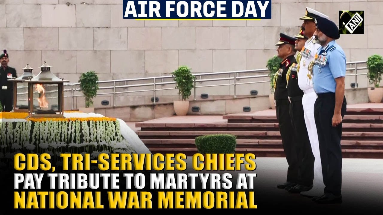 CDS, Tri-Services Chiefs pay tribute to martyrs at National War Memorial on Air Force Day