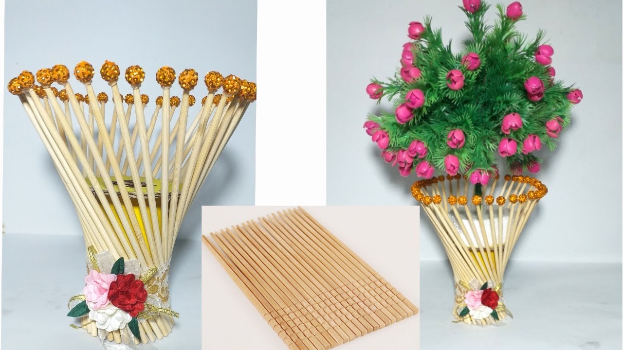 kreasi membuat vas bunga dari sumpit  YouTube