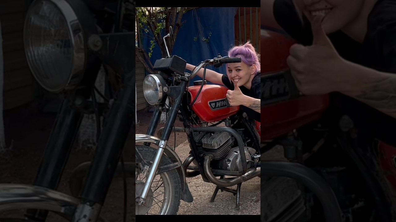 Девушка заводит Иж Юпитер #мото #авто #ижюпитер - YouTube