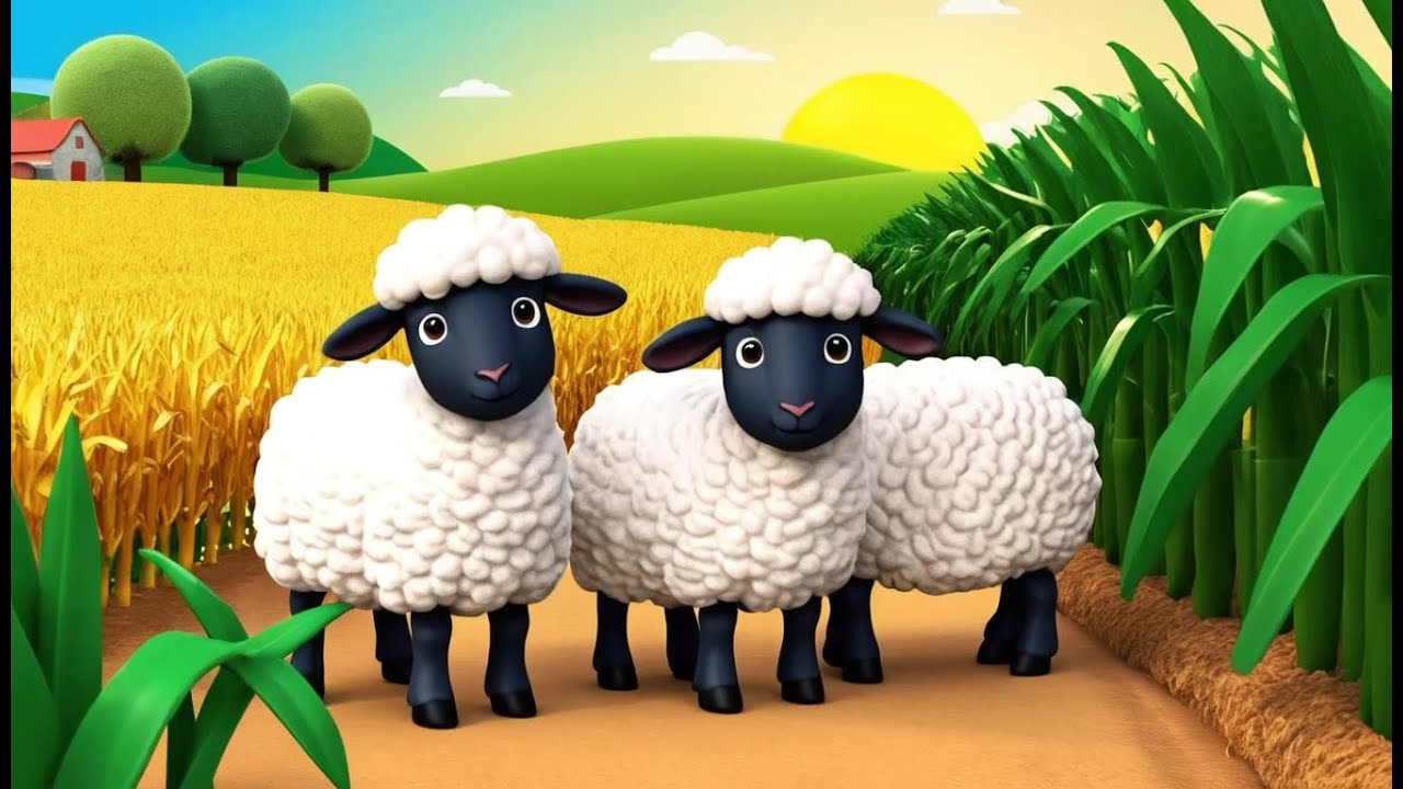 Three Baby Sheep in a Cornfield | Funny and Fun Kids Nursery Rhyme Animation