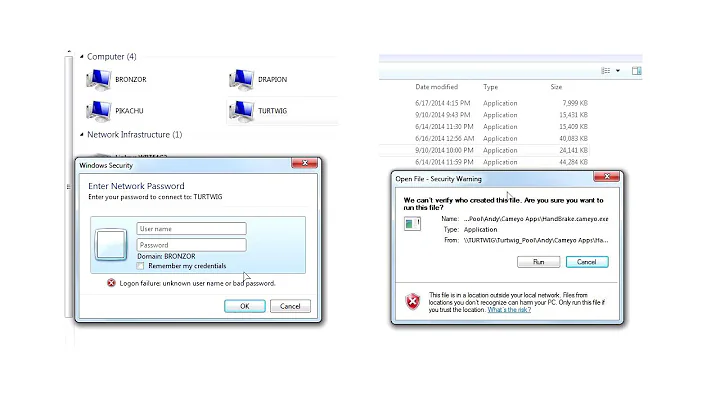 Solve 'enter network password' annoyance and trusted file location for executable.