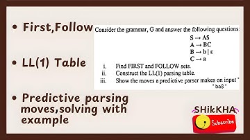 First & Follow , LL(1) Parsing Table, Predictive Parser moves for input | Formal Language & Compiler