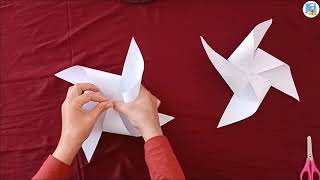 كيف تصنع وردة الرياح من الورق ~ (Origami)  How to make a paper windmill