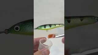 Painting fishing lures with yellow, green, black and templates. #shorts #lurepainting #luremaking