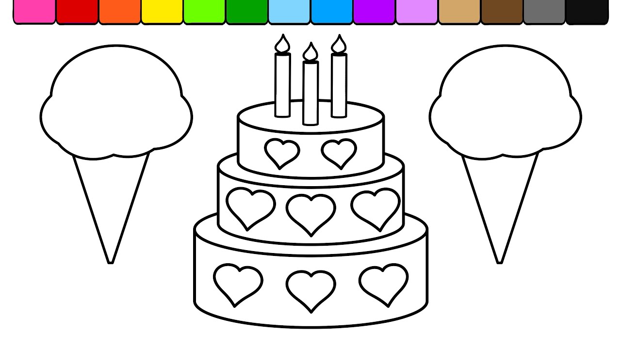 Download Learn Colors for Kids and Color this Ice Cream and Cake Coloring Page 2 - YouTube