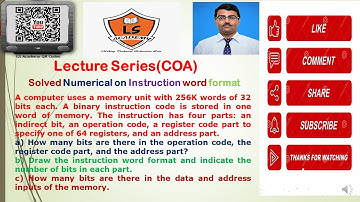 AKTU EXAM | COA KCS302 | Numerical on Instruction word format | COA Lecture Series