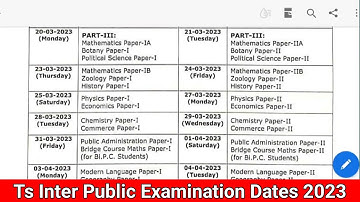 Ts Inter 2023 Public Exam Dates Released: Check Here