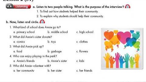English 7 Unit 4 Community Service ILSW Listening Lesson 2 (31) and Lesson 3 (34)