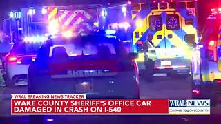Wake County Sheriff's Office car damaged in head-on crash on I-540
