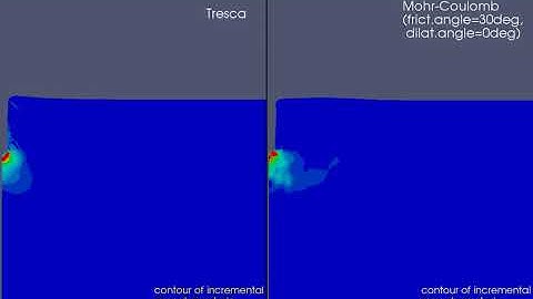 Large indentation simulation of a rigid footing on a Tresca & a Mohr-Coulomb material