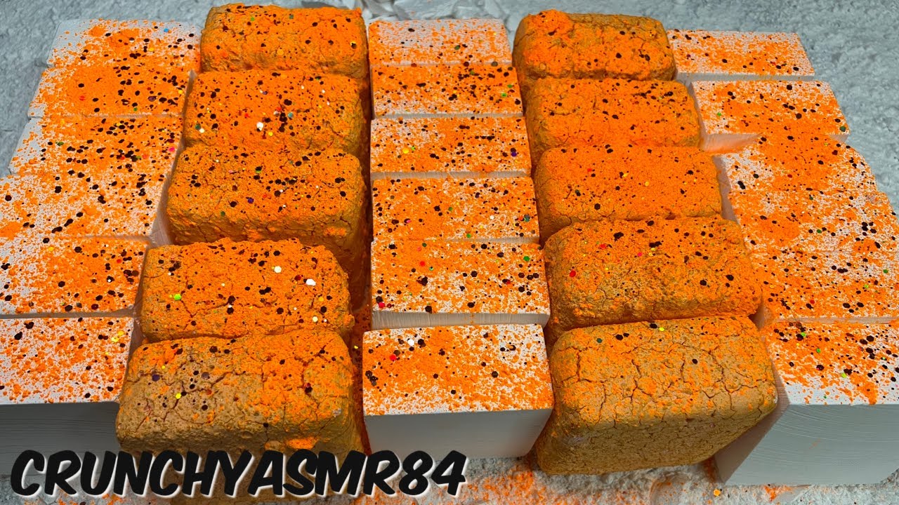 Pinky Orange Pasted Blocks + Fresh Blocks | Oddly Satisfying | ASMR | Sleep Aid 