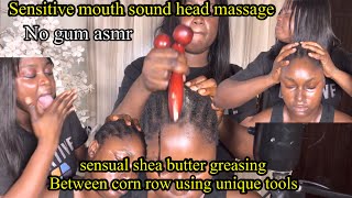 ASMR ✨fake spit paint, vitamin E oil, scratching, greasing btw cornrow,triggers will make you sleep