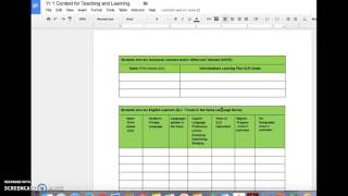 Year 1 Context for Teaching and Learning