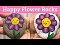 Happy Flower Rocks ~ Easy flower painting that's perfect for the rock painting beginner