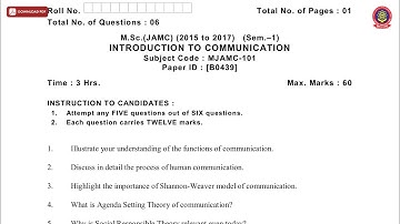 MSC JAMC 1ST SEM INTRODUCTION TO COMMUNICATION B DEC 2018 | PTU