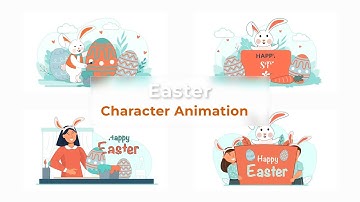 Easter Flat Character Animation Scene Pack After Effects Template